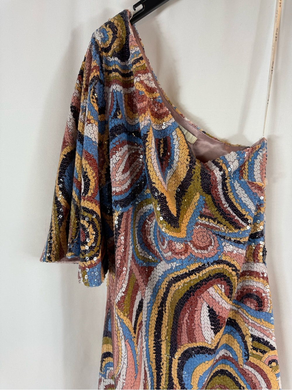 Sequin One Shoulder Mini Dress Women's S 
Multicolor Bell Sleeve Ark & Co - Picture 3 of 9